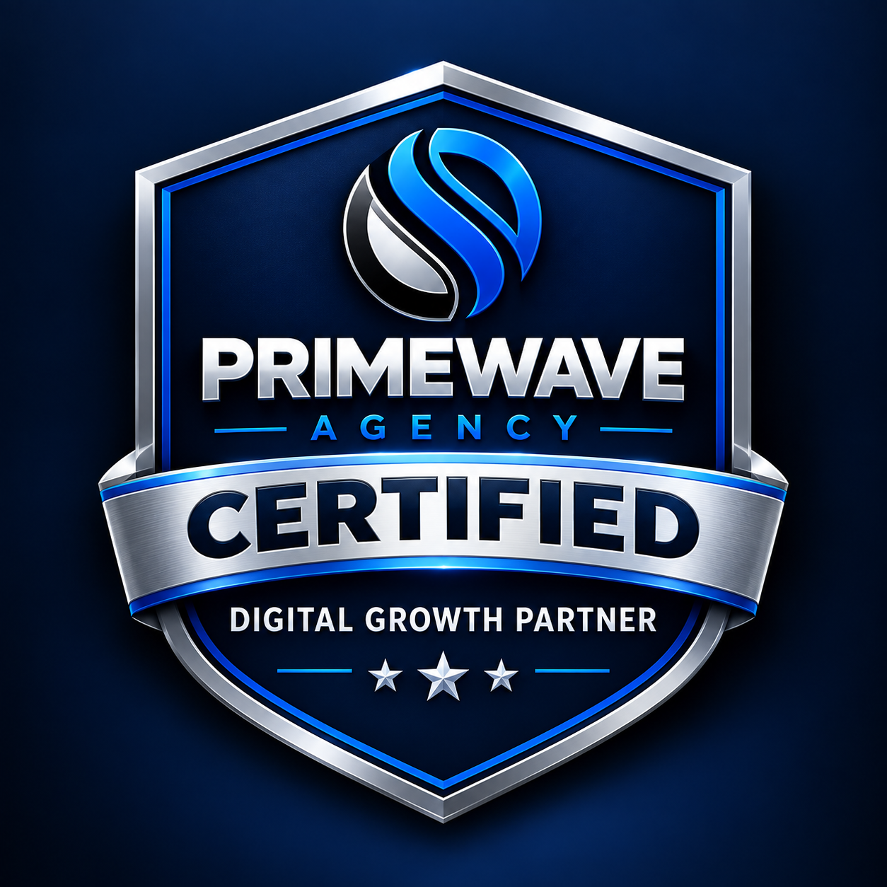 PrimeWave Marketing Agency shield logo